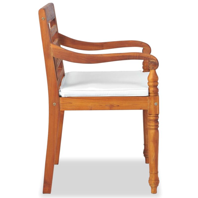 vidaXL Batavia Chairs 2 pcs with Cushions Solid Teak Wood