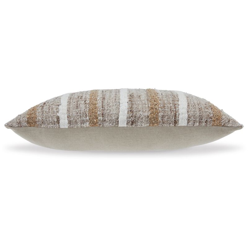 Ishy 14 x 22 Lumbar Accent Pillow Set of 4, Stripe Design, Brown White -