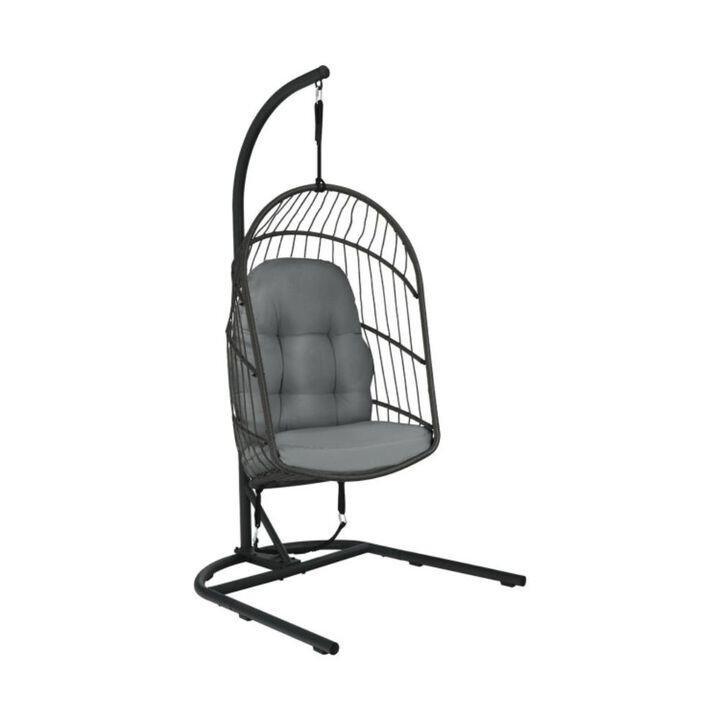Hivvago Hanging Wicker Egg Chair with Stand -Beige