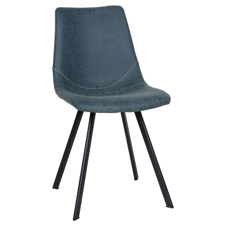 LeisureMod Markley Leather Dining Chair With Metal Legs in Olive Green
