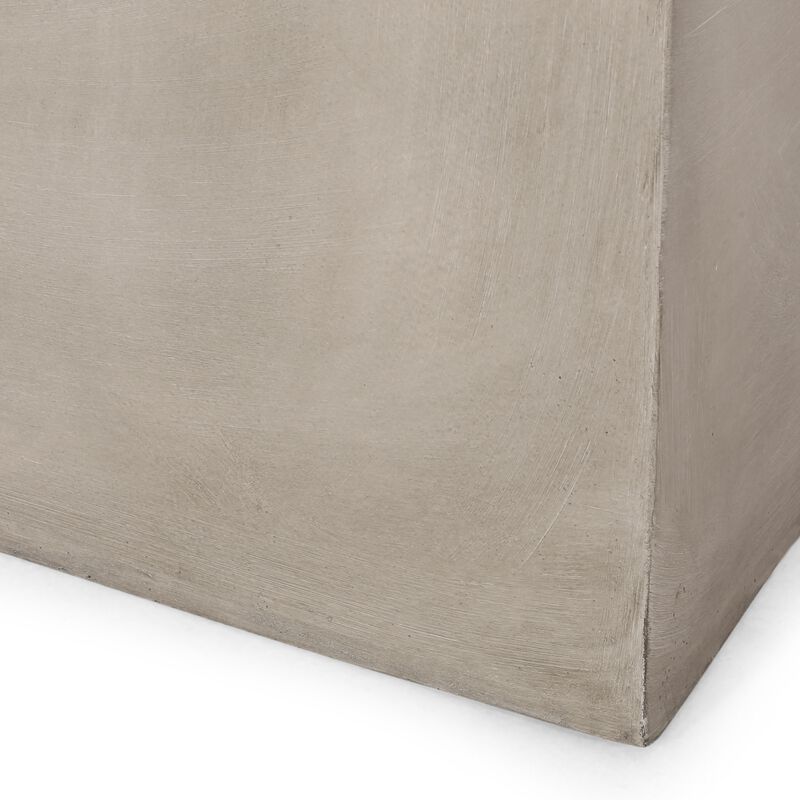 Ebec Outdoor Side Table, Modern Cube Light Gray Faux Concrete, 22 Inch - Benzara