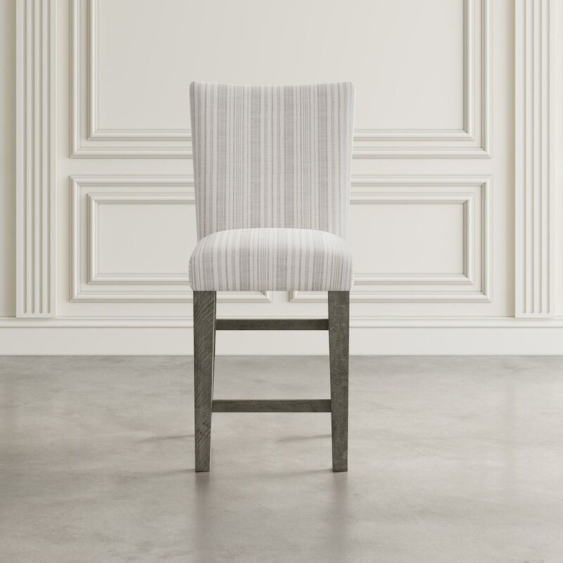 Jofran Rustic Solid Wood Parsons Striped Upholstery Counter Stool (Set of 2)