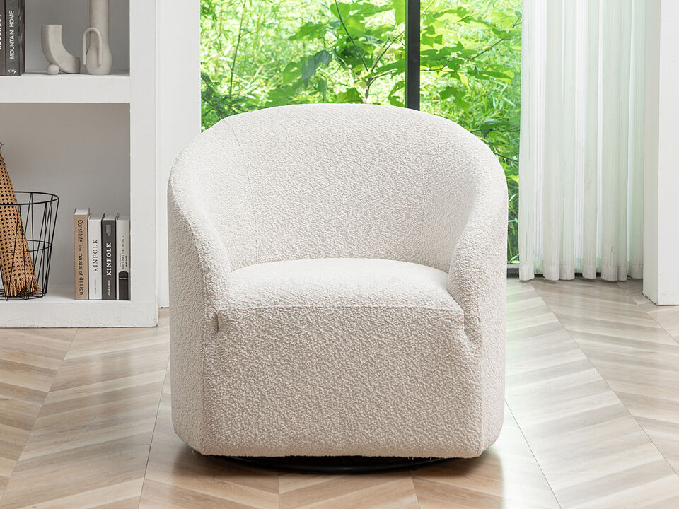 Ashlie Boucle Upholstered Swivel Barrel Armchair
