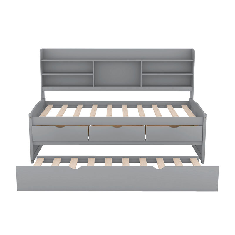 Merax Wooden Captain Daybed Bed with Bookshelves