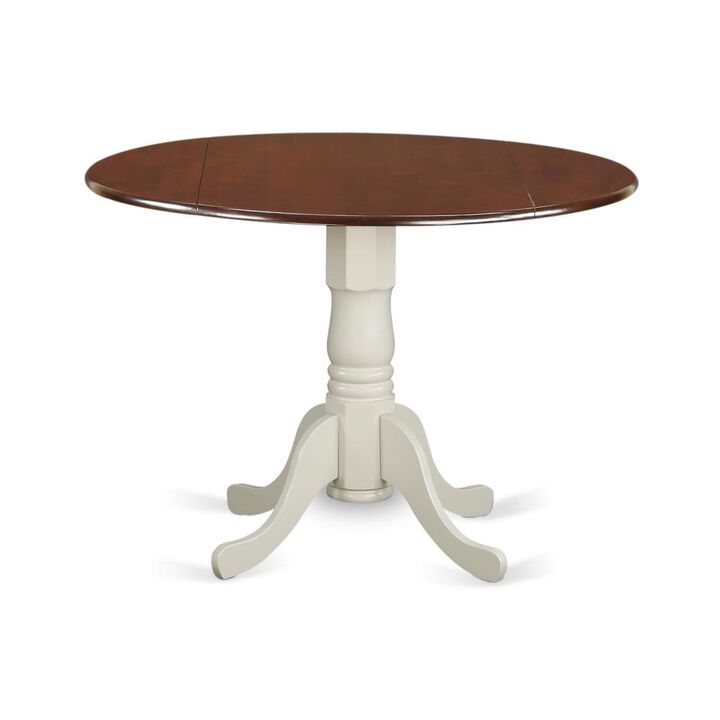 East West Furniture Dining Table Mahogany & Linen White, DLT-MLW-TP