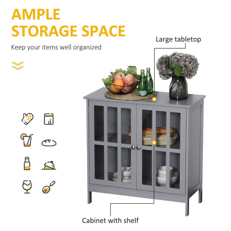 Gray Space-Saver: Multifunctional Bathroom Cabinet with Door and Shelves