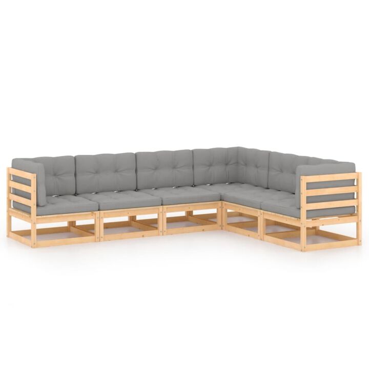 vidaXL 6 Piece Garden Lounge Set with Cushions Solid Pinewood