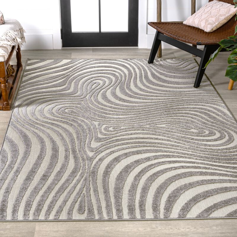 Maribo High-Low Abstract Groovy Striped Indoor/Outdoor Area Rug