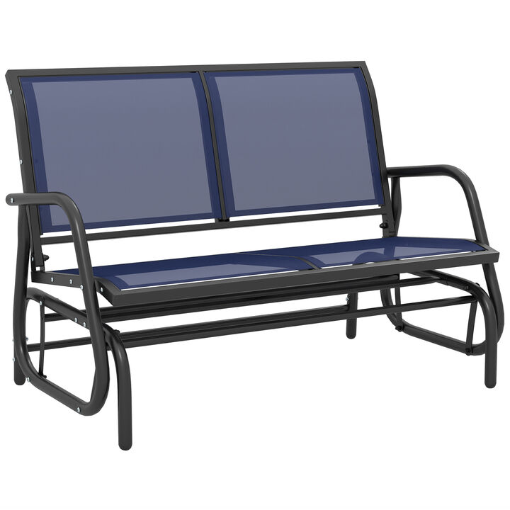 2-Person Outdoor Glider Bench Double Rocking Chair Dark Blue