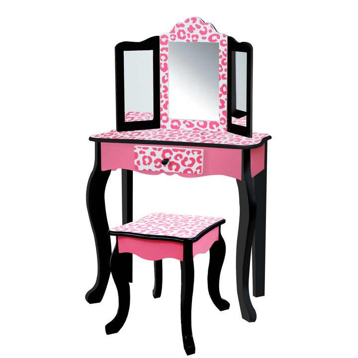 Fantasy Fields - Fashion Leopard Prints Gisele Play Vanity Set - Pink / Black