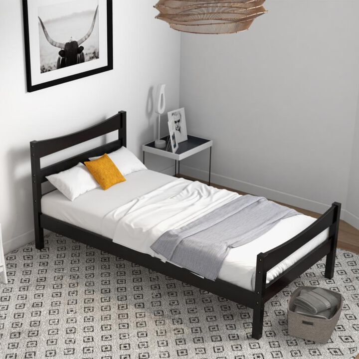 Hivvago Rustic Style Platform Bed Frame with Headboard and Footboard