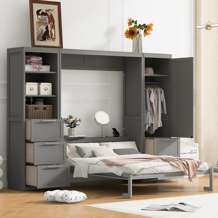 Merax Murphy Bed Wall Bed with Closet