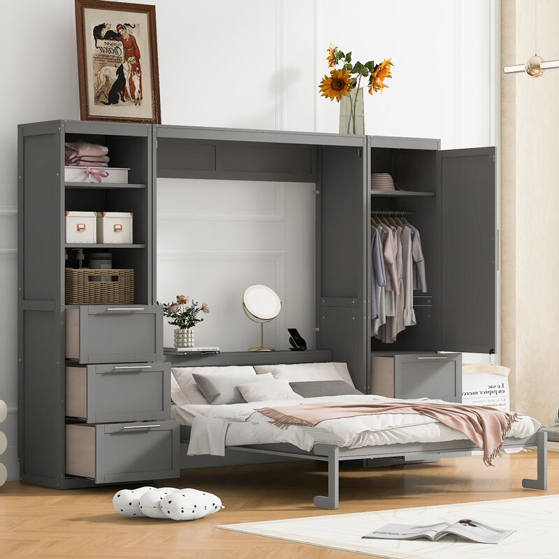 Merax Murphy Bed Wall Bed with Closet