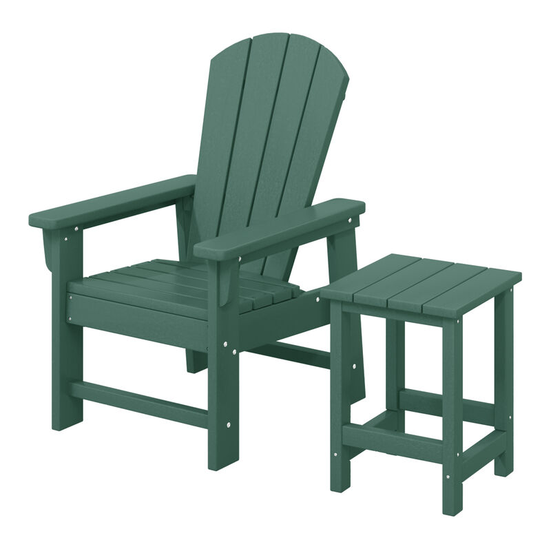 WestinTrends 2-Piece Kids Outdoor HDPE Adirondack Chair With Square Side Table Set