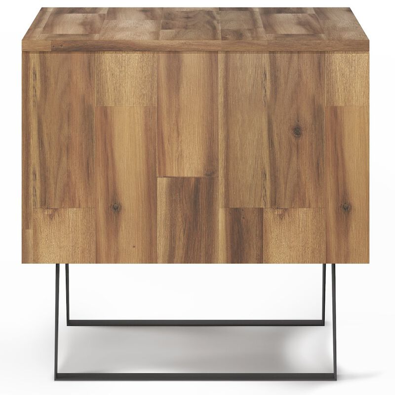 Simpli Home Lowry Solid Acacia Wood End Table In Distressed Golden Wheat