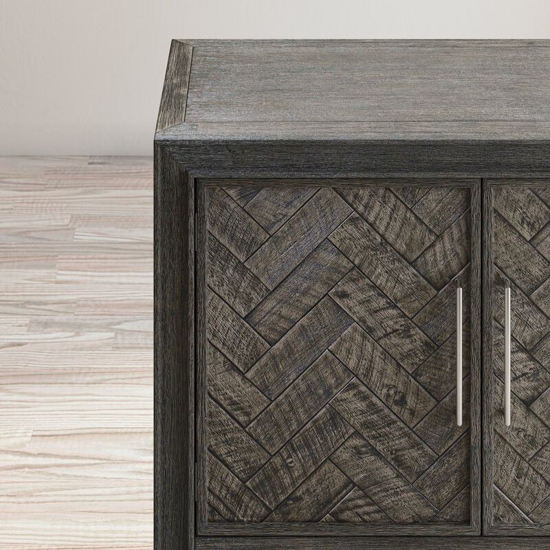 Jofran Gramercy Mid-Century Modern Chevron Four Door 79 Accent Cabinet