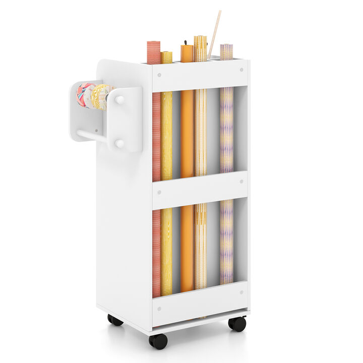 Utility Trolley with Open Shelves and 3 Drawers