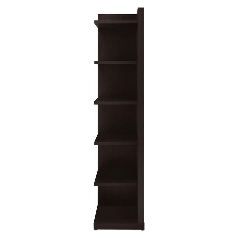 Radiant Brown Wooden Corner Bookcase-Benzara
