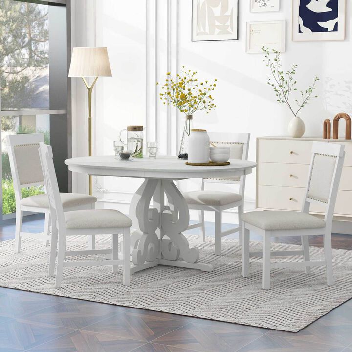 Retro 5-Piece Dining Set with Extendable Table