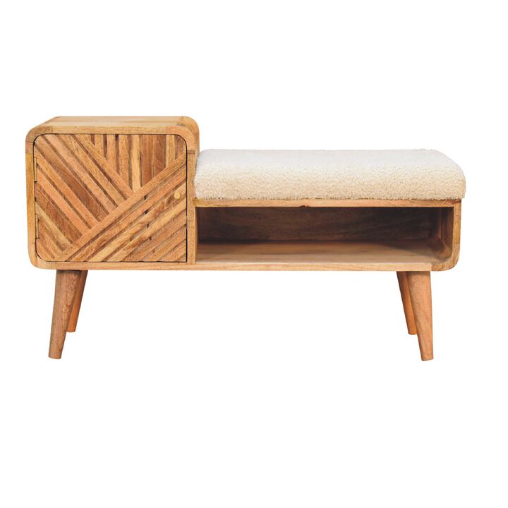 Artisan Furniture Boucle Carved Solid Wood 1 Door  Telephone Table