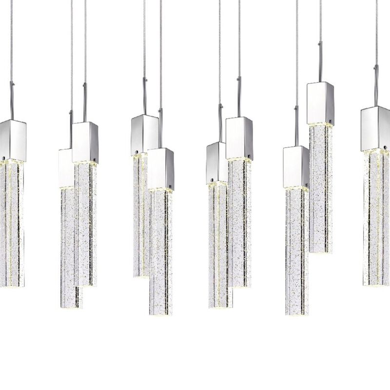 Sparkling Night Chandelier Chrome Metal and Acrylic 10 LED Light Dimmable Extra Large