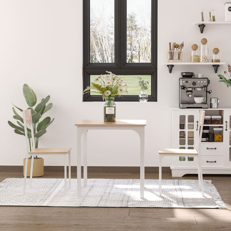 Modern Kitchen Table and 2 Chairs Furniture Collection with Sturdy Metal Frame