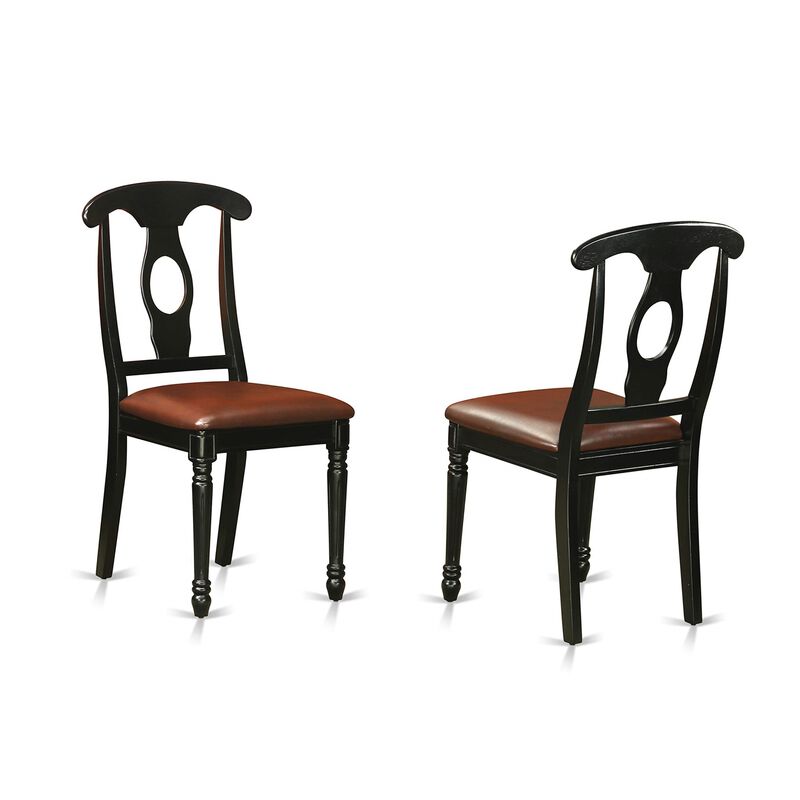 East West Furniture 5  Pc  set  with  a  Round  Kitchen  Table  and  4  Leather  Dinette  Chairs  in  Linen  White