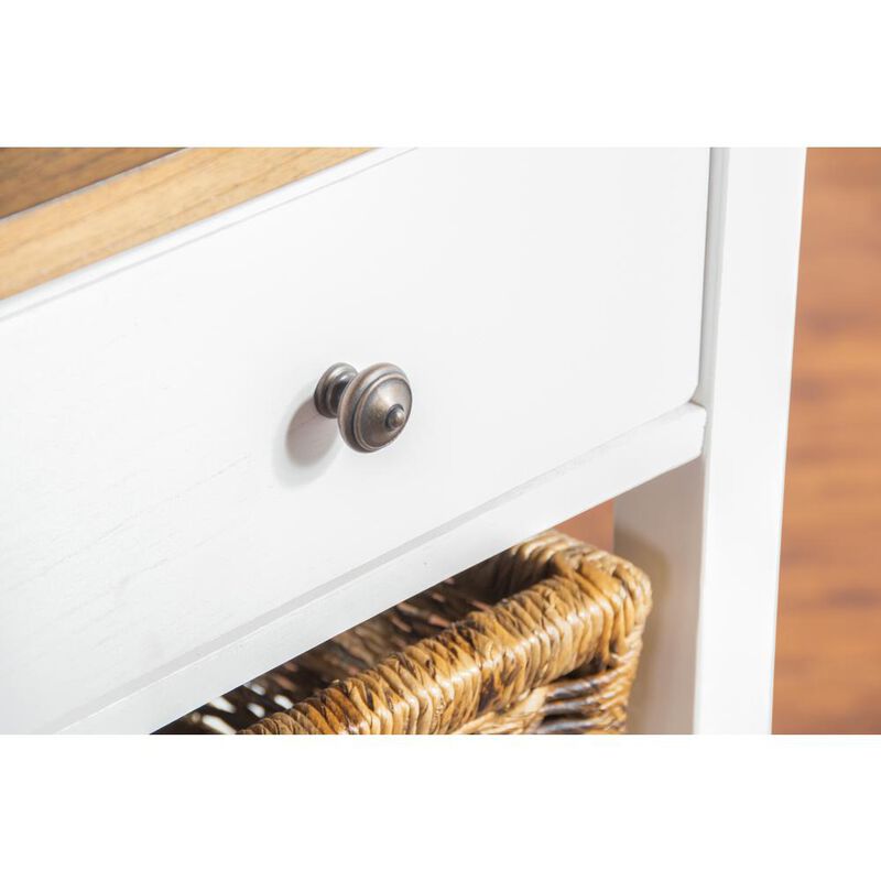 Sunny Designs Farmhouse Wood Storage Rack with Woven Baskets