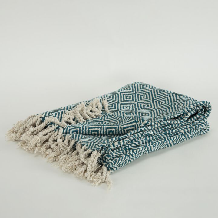 Teal/Natural 50" x 60" Throw Blanket