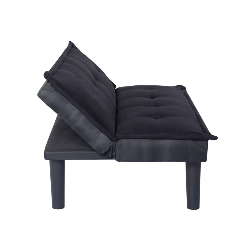 63.2 in. Black Velvet Twin Size Sofa Bed