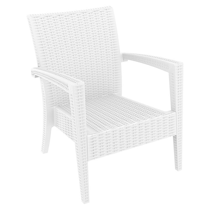 35" Brown Outdoor Patio Wickerlook Club Chair with Natural Sunbrella cushion