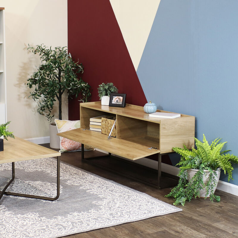 Sunnydaze Industrial-Style MDP Buffet Table - Brown - 54.75 in