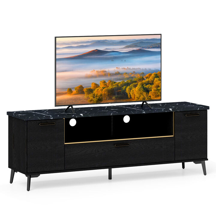 TV Stand with Flip Door Cabinet for TVs with Convenient Storage and Stylish Design