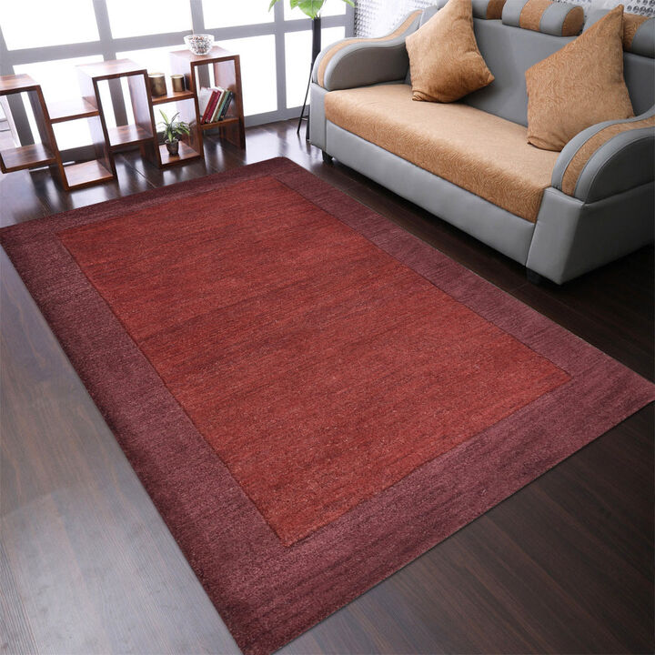 RUGSOTIC CARPETS HAND TUFTED WOOL ECO-FRIENDLY AREA RUGS  - 4'x6', Rectangle Shape, Maroon & Purple, Contemporary Modern Design, High Pile Handmade Area Rugs for Living Room, Bed Room (K00201)