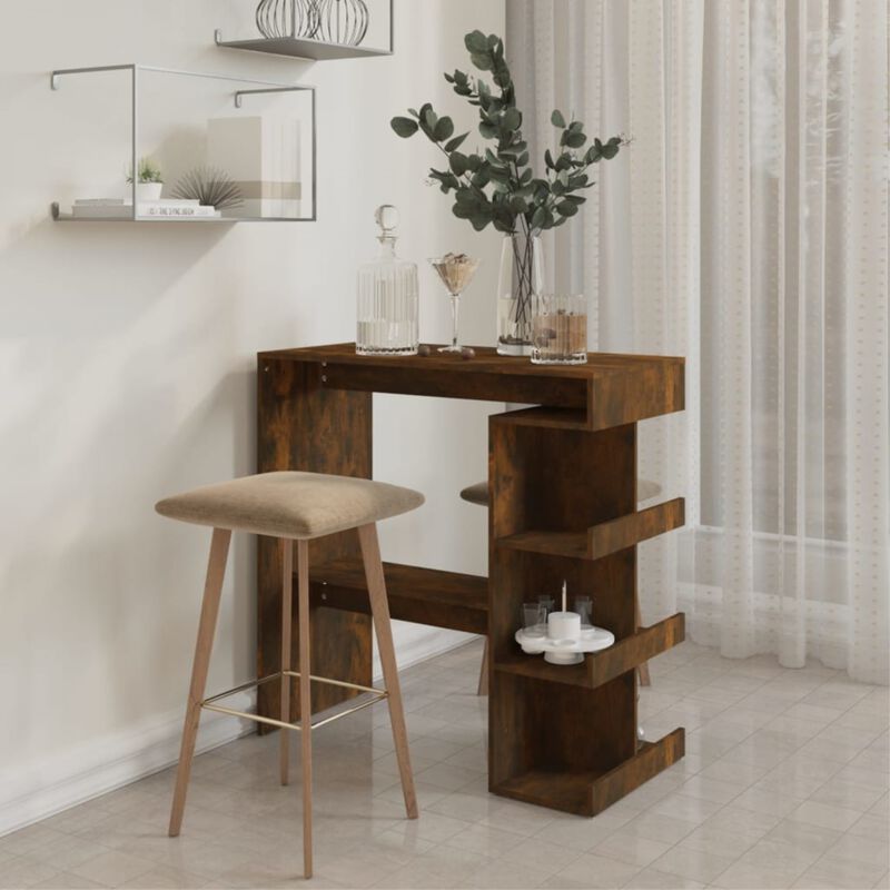 vidaXL Bar Table with Storage Rack Smoked Oak 39.4"x19.7"x40"Engineered Wood