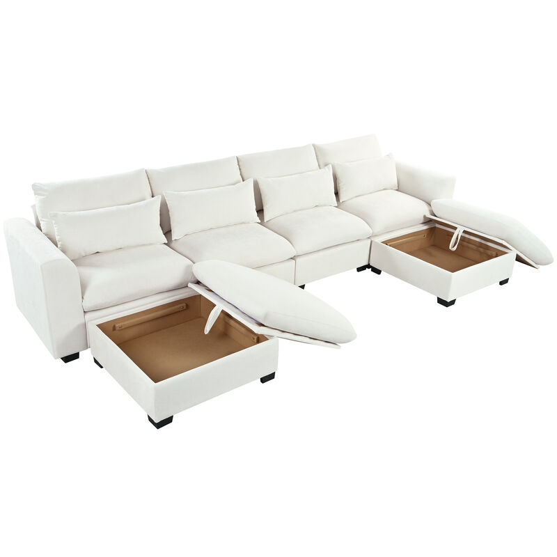 Merax Modular Corner Sofa with 2 Ottomans