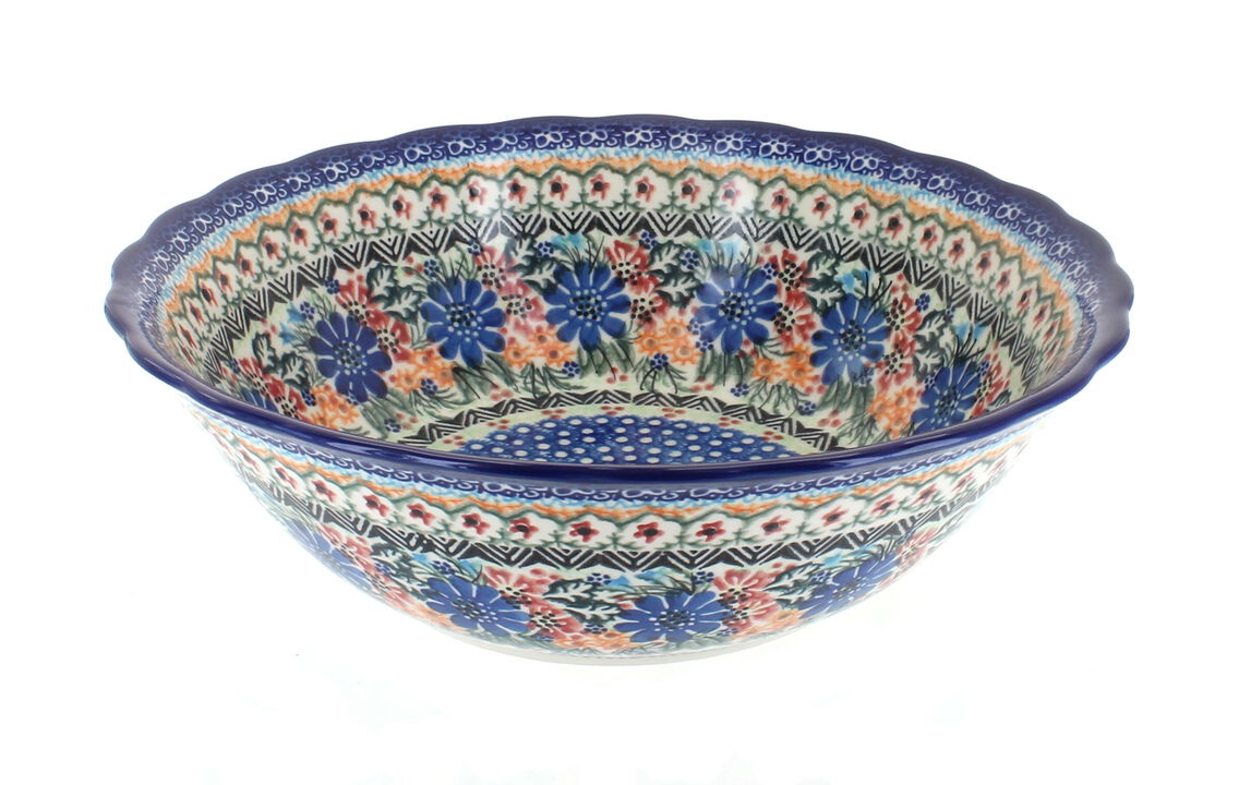 Blue Rose Polish Pottery Arctic Holidays Large Serving Bowl