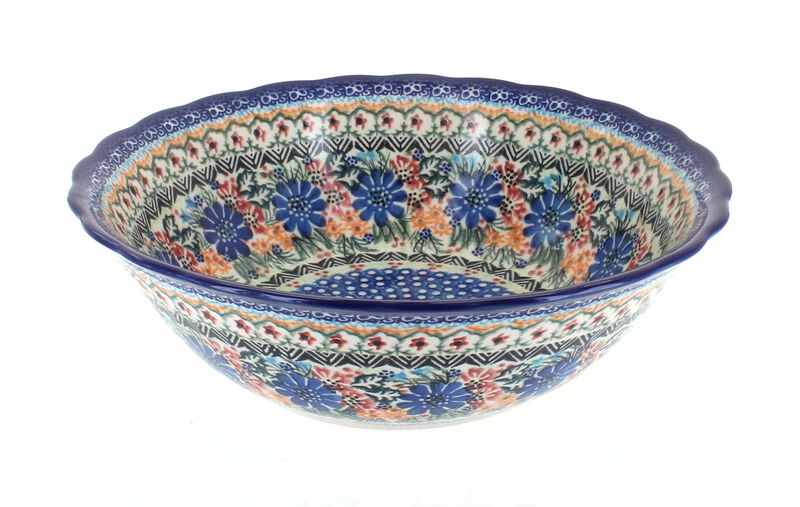 Blue Rose Polish Pottery Arctic Holidays Large Serving Bowl