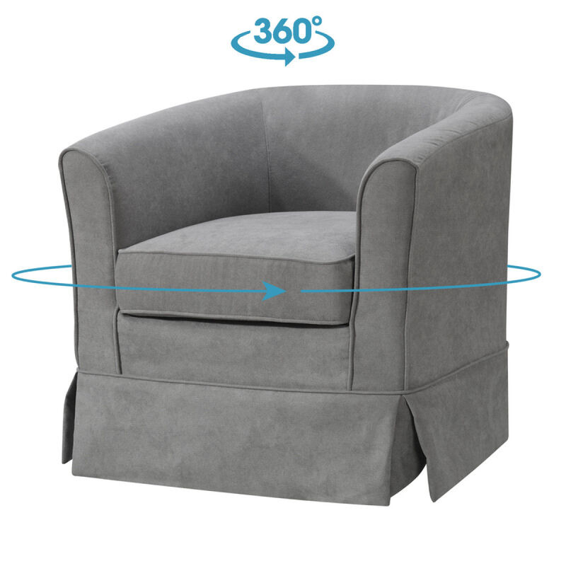 Tucker Steel Gray Woven Fabric Swivel Barrel Chair