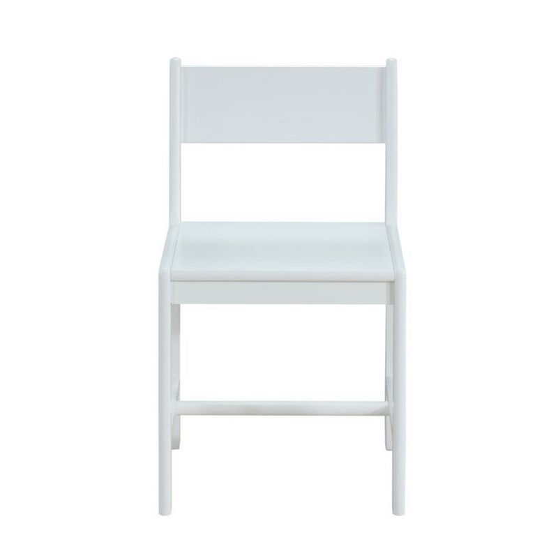 17 Inch Modern Side Chair, Low Open Panel Back, White Wood Finish - Benzara