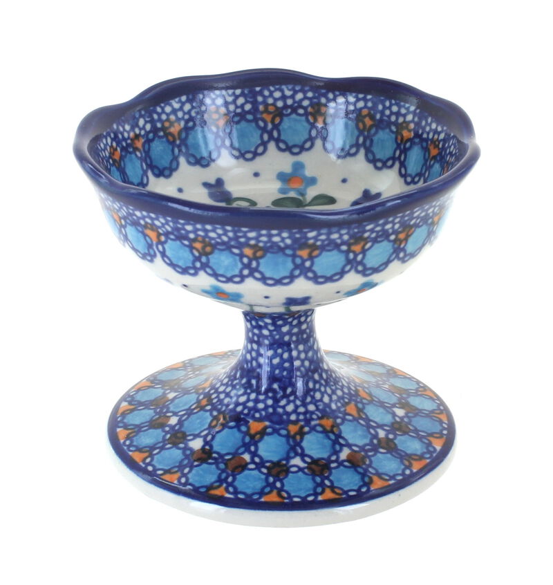 Blue Rose Polish Pottery Savannah Pedestal Dessert Bowl