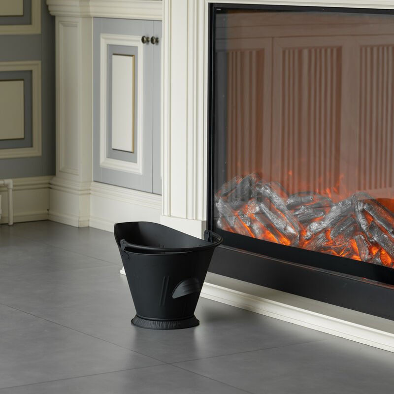 Indoor and Outdoor Black Iron Ash Bucket Use for Fire Pit, Wood Burning Stove, Grill