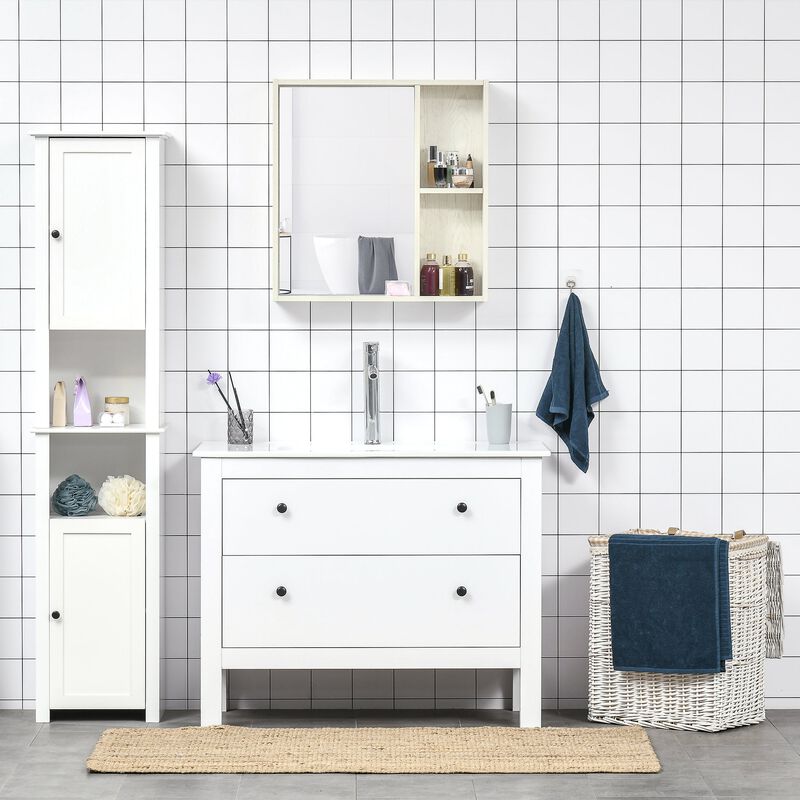 White Wall Organizer: 24.75x25.5" Mirrored Medicine Cabinet