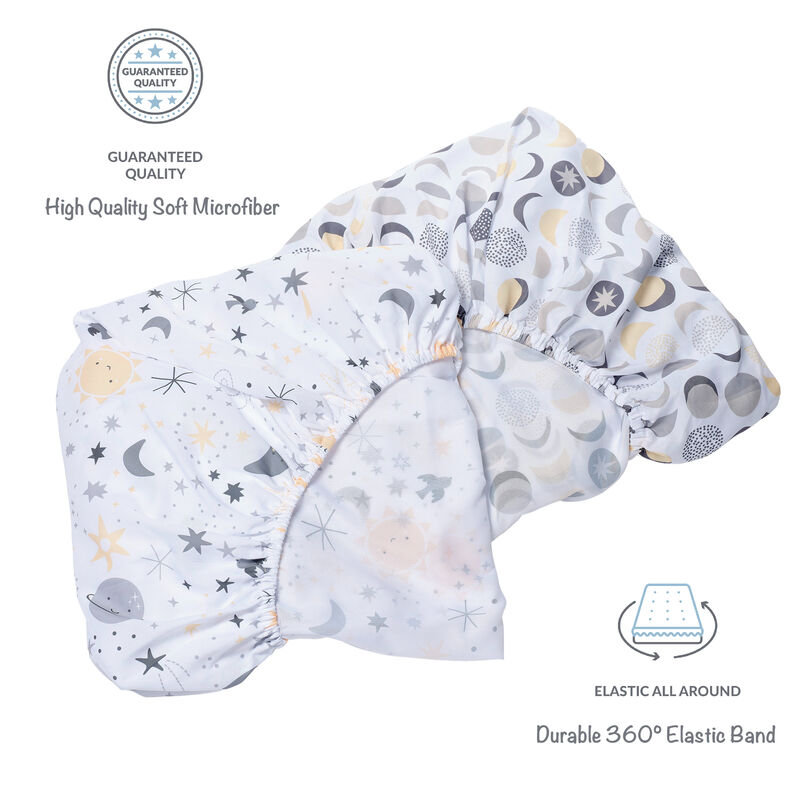 Bedtime Originals Celestial Moon/Stars 2-Pack Fitted Crib/Toddler Sheet Set