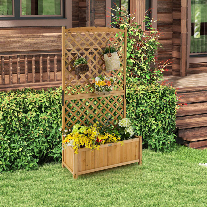 Planter Raised Bed with Trellis for Plant Flower Climbing