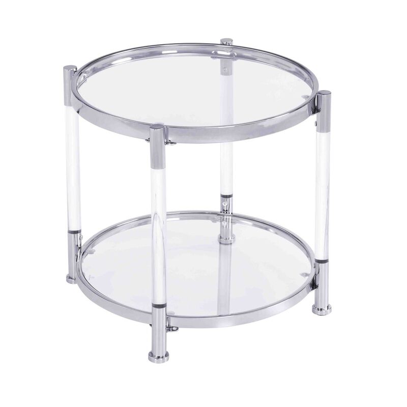 Contemporary Acrylic End Table with Glass Top