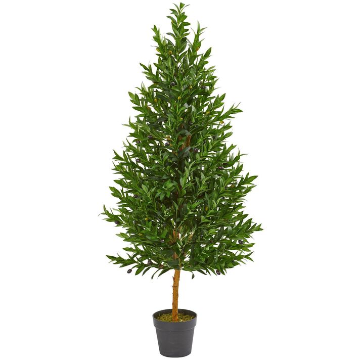 Nearly Natural 4.5-in Olive Cone Topiary Tree UV Resistant (Indoor/Outdoor)