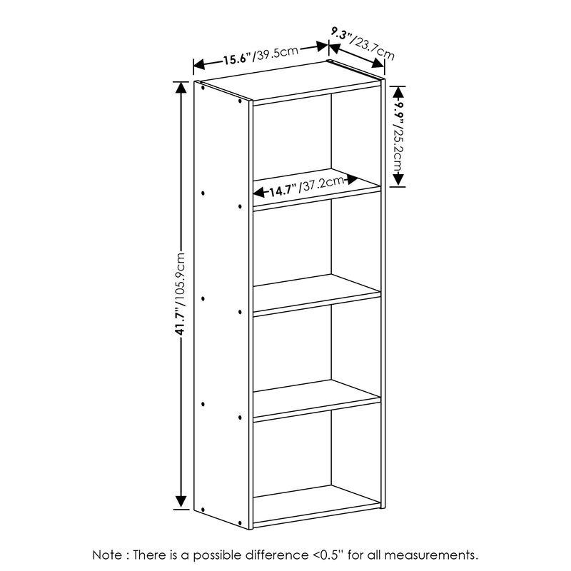 Furinno Luder Bookcase / Book / Storage, 4-Tier, Pink/White