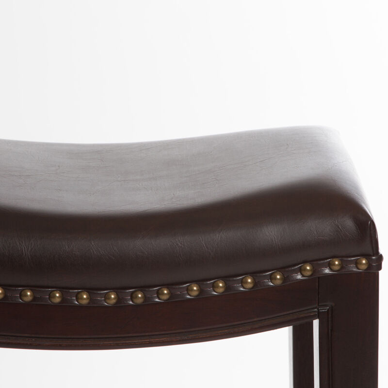 Modern Backless Bonded Leather and Rubberwood Barstool (Set of 2)