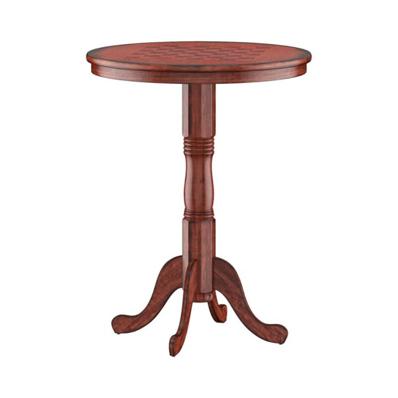 Hivvago 42 Inch Wooden Round Pub Pedestal Side Table with Chessboard